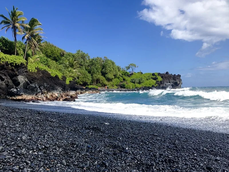 black sand beach