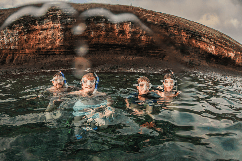 Family snorkeling at Molokini Crater with Maui Snorkeling Tours