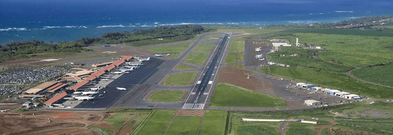Aerial view of Kahului Airport, (OGG) Maui