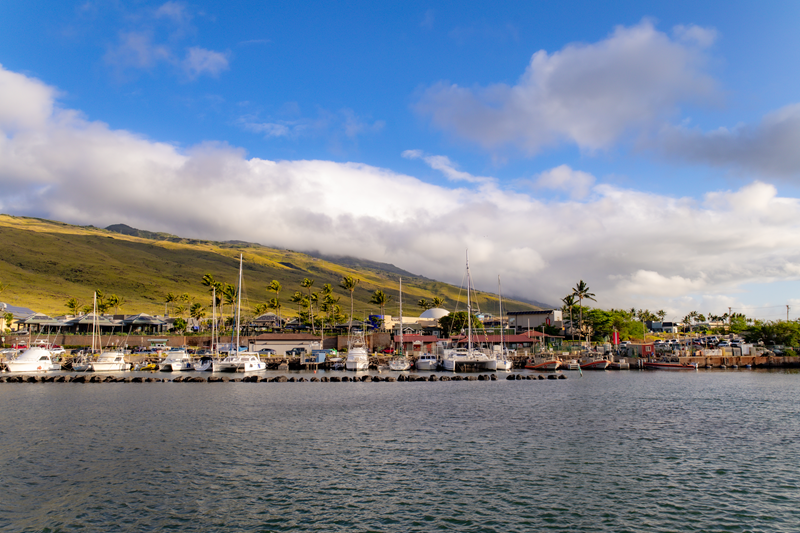 Maʻalaea Harbor with boats, ocean, and West Maui mountains after a Maui snorkeling tour