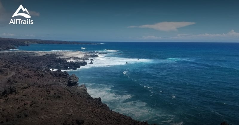 Ahihi Kinau Natural Area Reserve lava coastline with blue ocean and rocky shoreline in South Maui